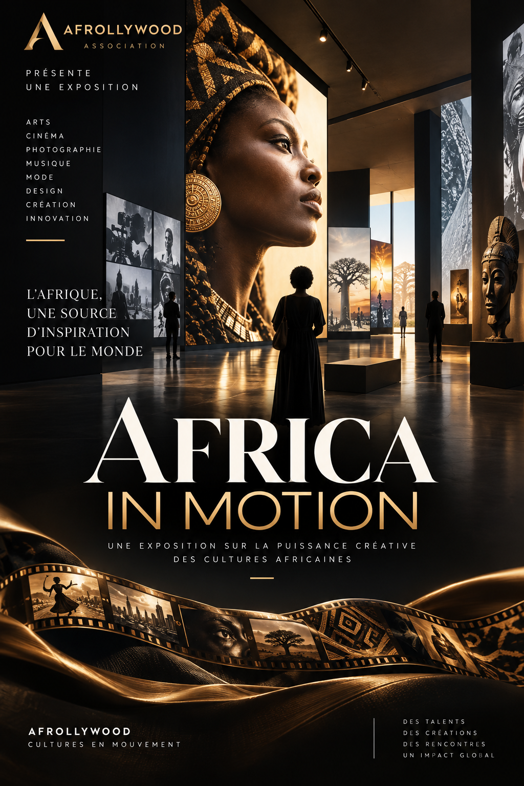 Affiche officielle AFROLLYWOOD — Africa in Motion, exposition sur la puissance créative des cultures africaines