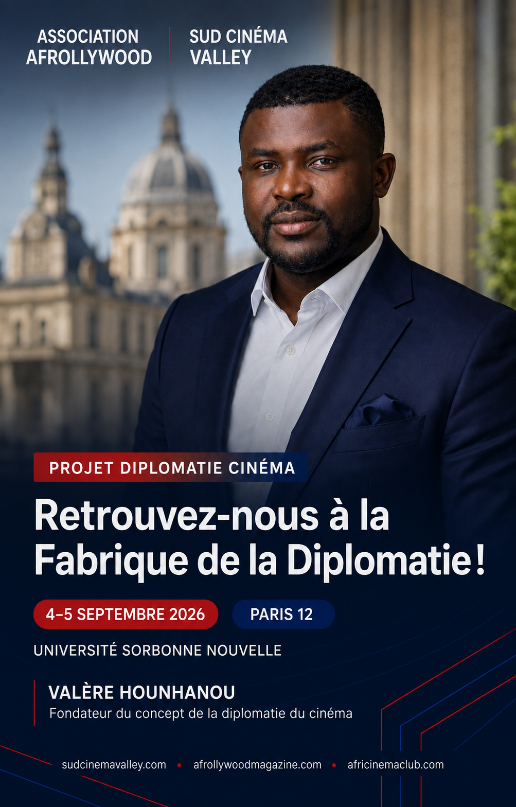 Affiche : Retrouvez-nous à la Fabrique de la Diplomatie, 4-5 septembre 2026, Université Sorbonne Nouvelle